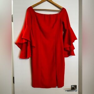 Elegant Orange Off-Shoulder Dress